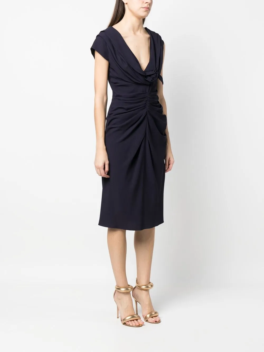 Femme Christian Dior Robe Froncée à Manches Courtes Pre-owned (années 2000) 5 Femme Christian Dior Robe Froncée à Manches Courtes Pre-owned (années 2000) – Image 3