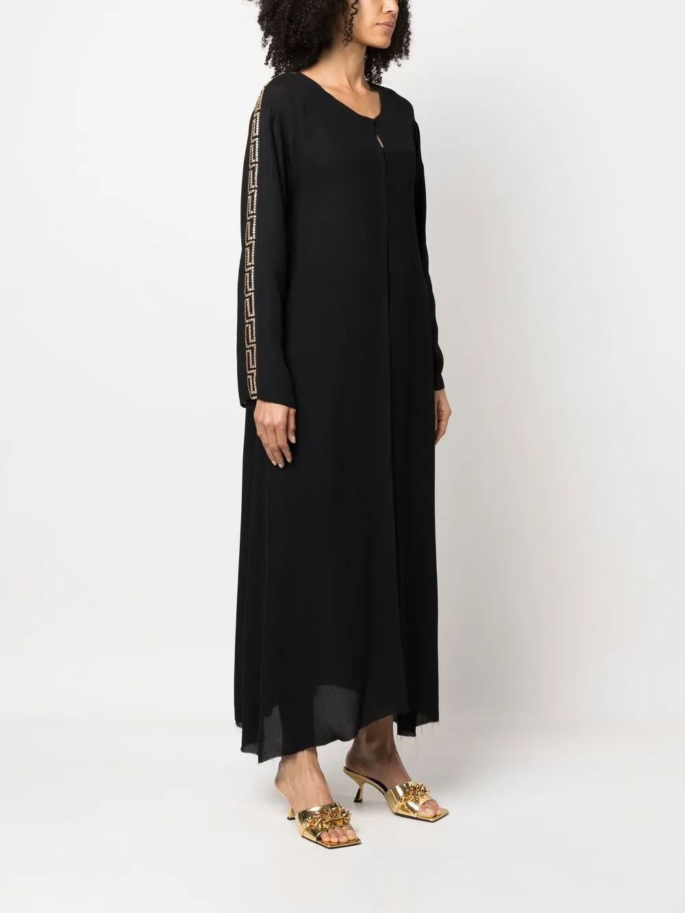 Femme Versace Robe En Soie Greca à Coupe Longue (années 2010) 5 Femme Versace Robe En Soie Greca à Coupe Longue (années 2010) – Image 3