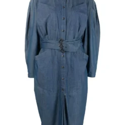 Femme Thierry Mugler Robe-chemise En Jean à Taille Ceinturée