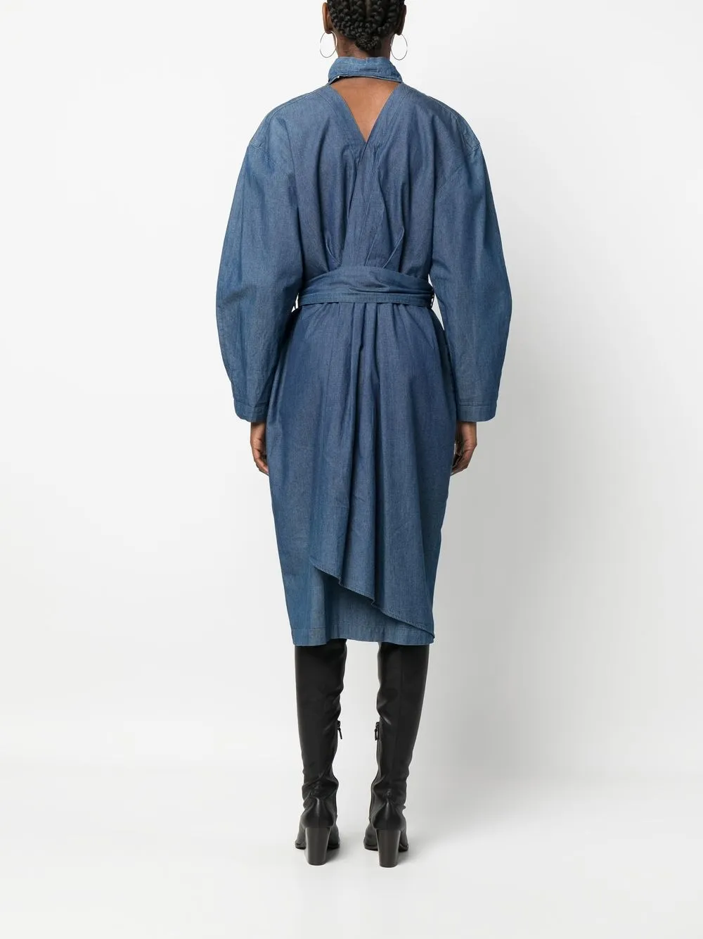 Femme Thierry Mugler Robe-chemise En Jean à Taille Ceinturée 6 Femme Thierry Mugler Robe-chemise En Jean à Taille Ceinturée – Image 4