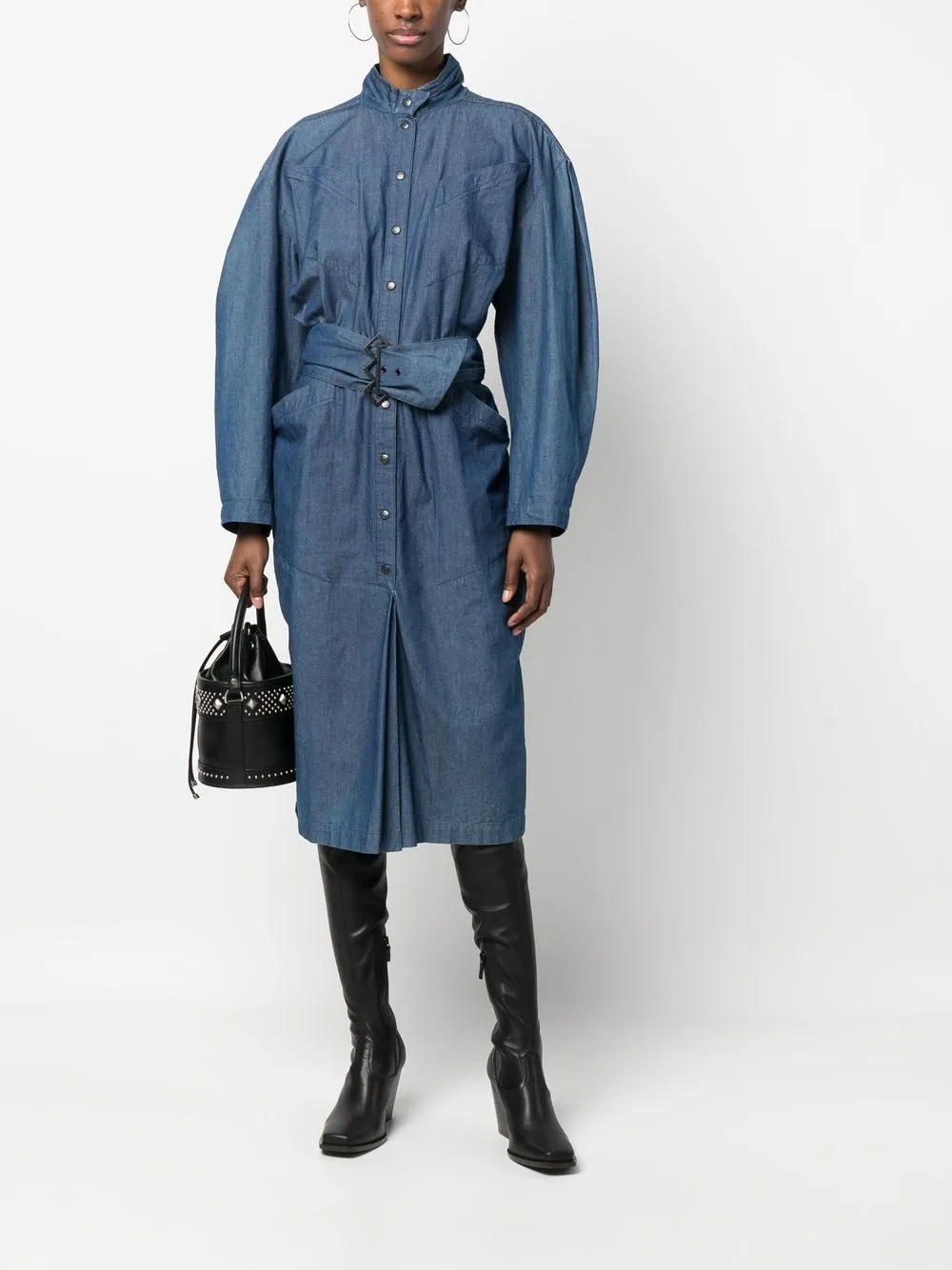 Femme Thierry Mugler Robe-chemise En Jean à Taille Ceinturée 4 Femme Thierry Mugler Robe-chemise En Jean à Taille Ceinturée – Image 2