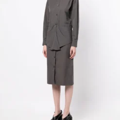 Femme Hermès Robe-chemise à Design Superposé Pre-owned (1990-2000) -Promos Féerie Jupe Boutique 20129285 50087002 1000