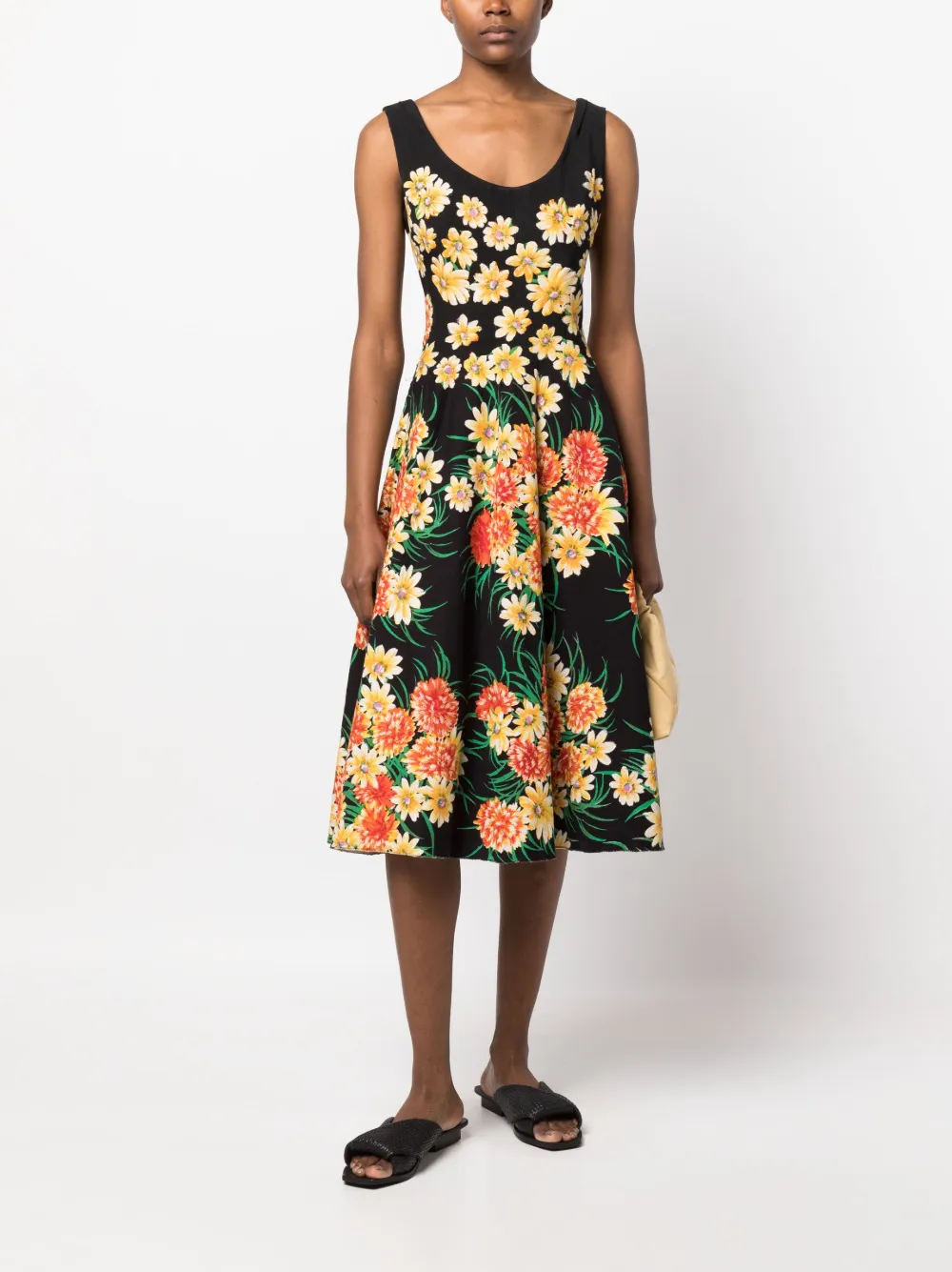 Femme A.N.G.E.L.O. Vintage Cult Robe Mi-longue évasée à Fleurs (années 1950) 4 Femme A.N.G.E.L.O. Vintage Cult Robe Mi-longue évasée à Fleurs (années 1950) – Image 2