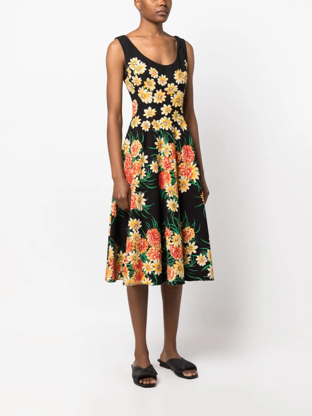 Femme A.N.G.E.L.O. Vintage Cult Robe Mi-longue évasée à Fleurs (années 1950) 5 Femme A.N.G.E.L.O. Vintage Cult Robe Mi-longue évasée à Fleurs (années 1950) – Image 3