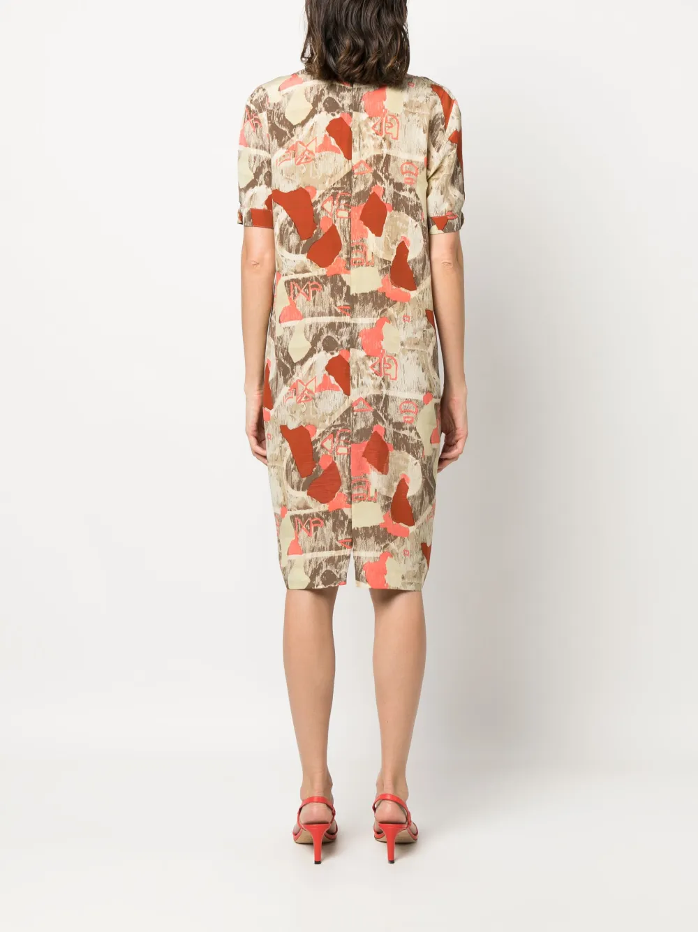 Femme Pierre Cardin Robe à Manches Courtes Imprimée (années 1980) 6 Femme Pierre Cardin Robe à Manches Courtes Imprimée (années 1980) – Image 4