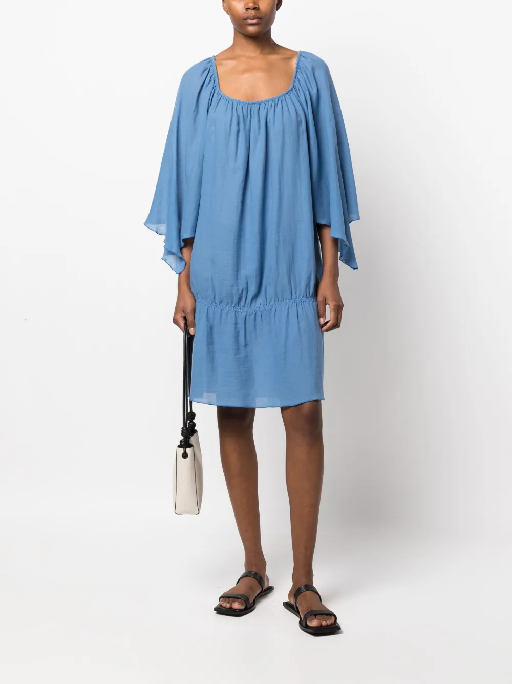 GIANFRANCO FERRE Femme Gianfranco Ferré Robe Froncée à Manches Longues (années 2000) 4 GIANFRANCO FERRE Femme Gianfranco Ferré Robe Froncée à Manches Longues (années 2000) – Image 2