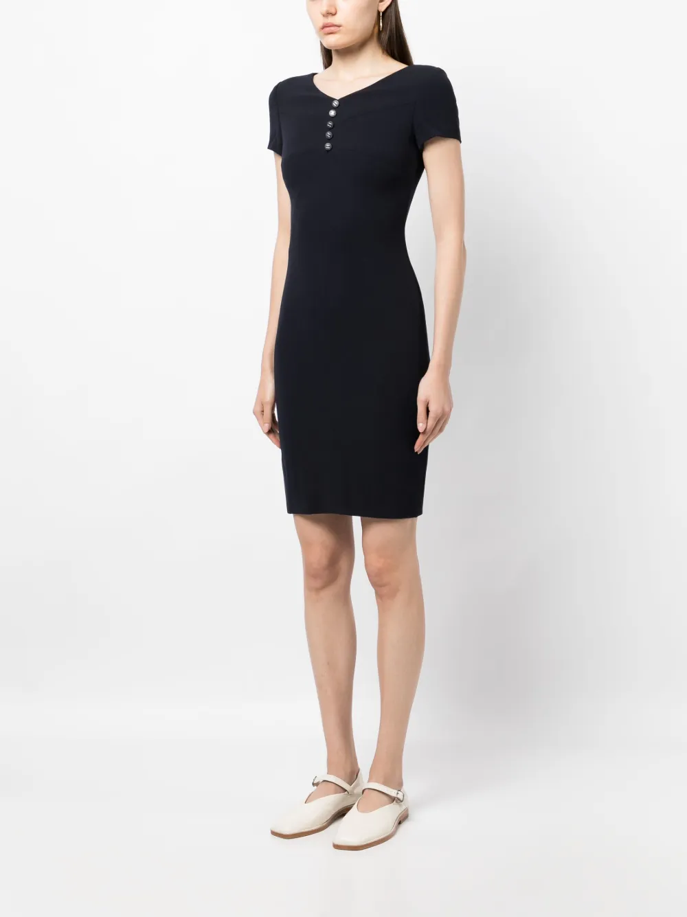 Femme CHANEL Robe En Maille à Boutons CC (1996) 5 Femme CHANEL Robe En Maille à Boutons CC (1996) – Image 3