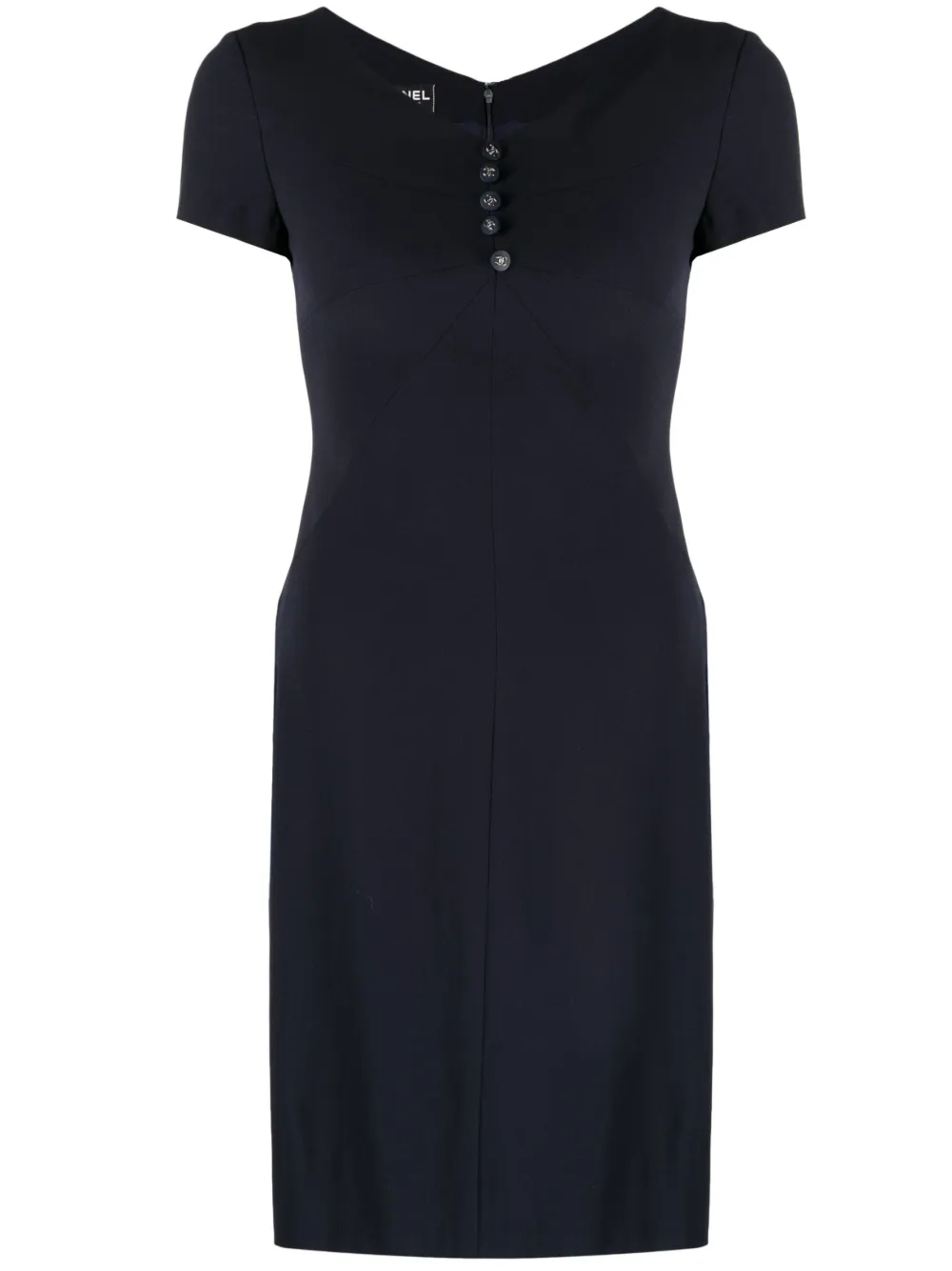 Femme CHANEL Robe En Maille à Boutons CC (1996) 3 Femme CHANEL Robe En Maille à Boutons CC (1996)