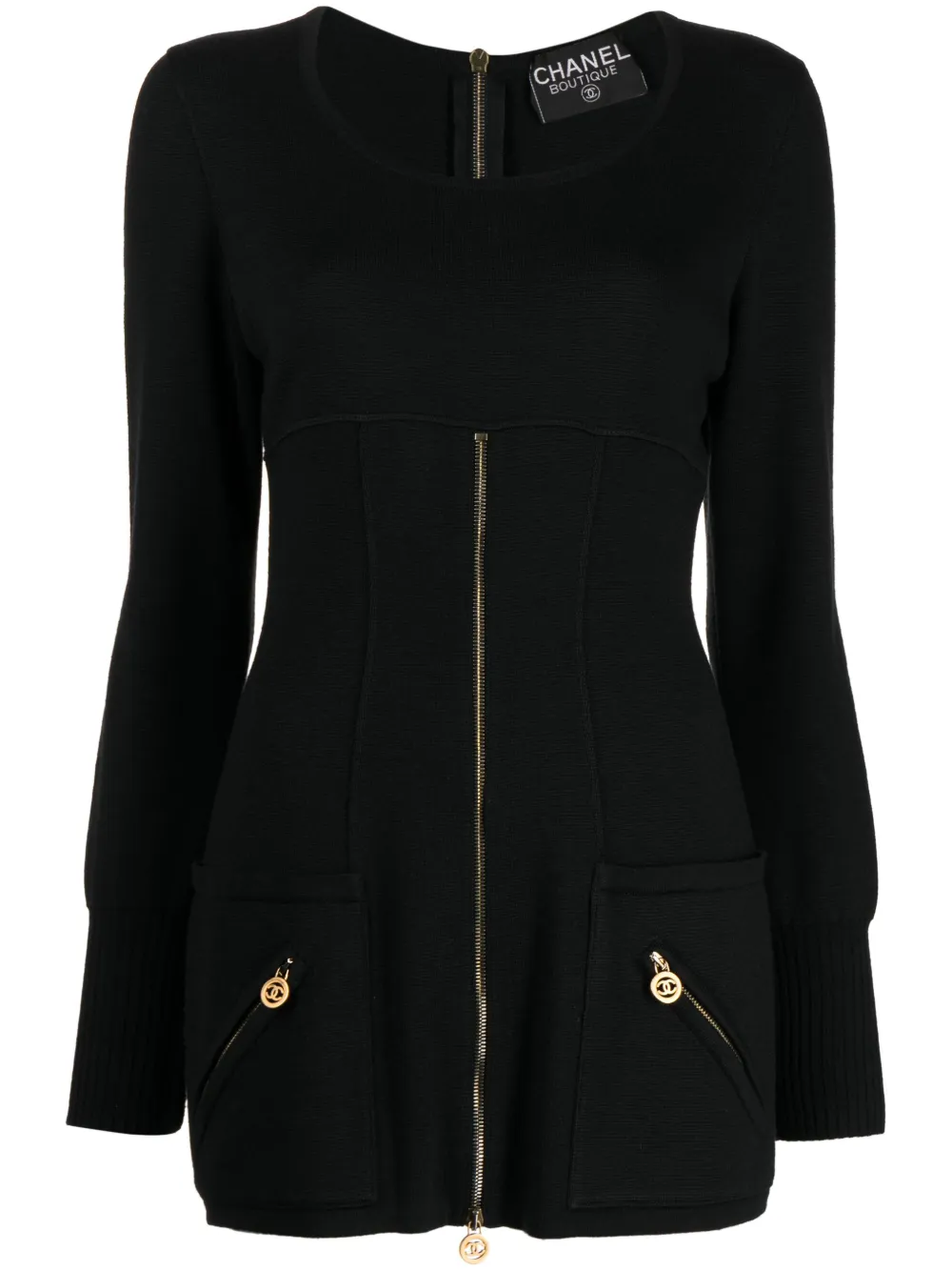 Femme CHANEL Robe Zippée à Logo (années 1990-2000) 3 Femme CHANEL Robe Zippée à Logo (années 1990-2000)