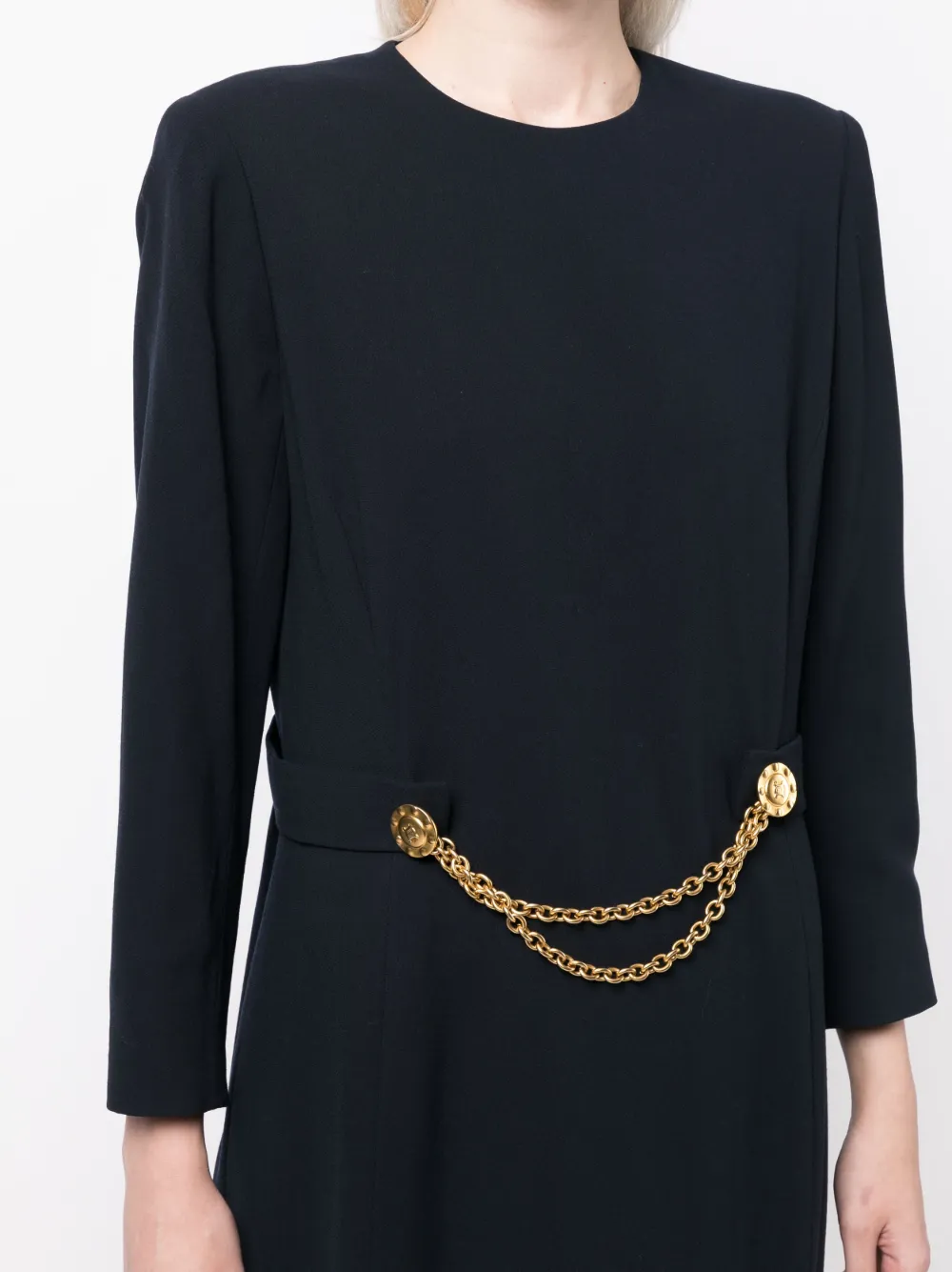 Celine Femme Céline Robe Ceinturée à Manches Longues (années 1990-2000) 7 Celine Femme Céline Robe Ceinturée à Manches Longues (années 1990-2000) – Image 5