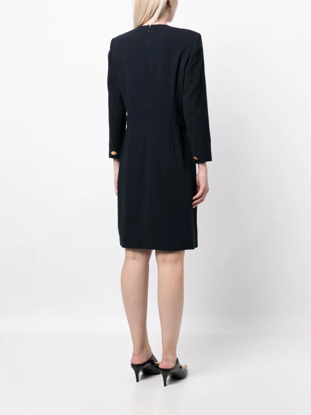 Celine Femme Céline Robe Ceinturée à Manches Longues (années 1990-2000) 6 Celine Femme Céline Robe Ceinturée à Manches Longues (années 1990-2000) – Image 4