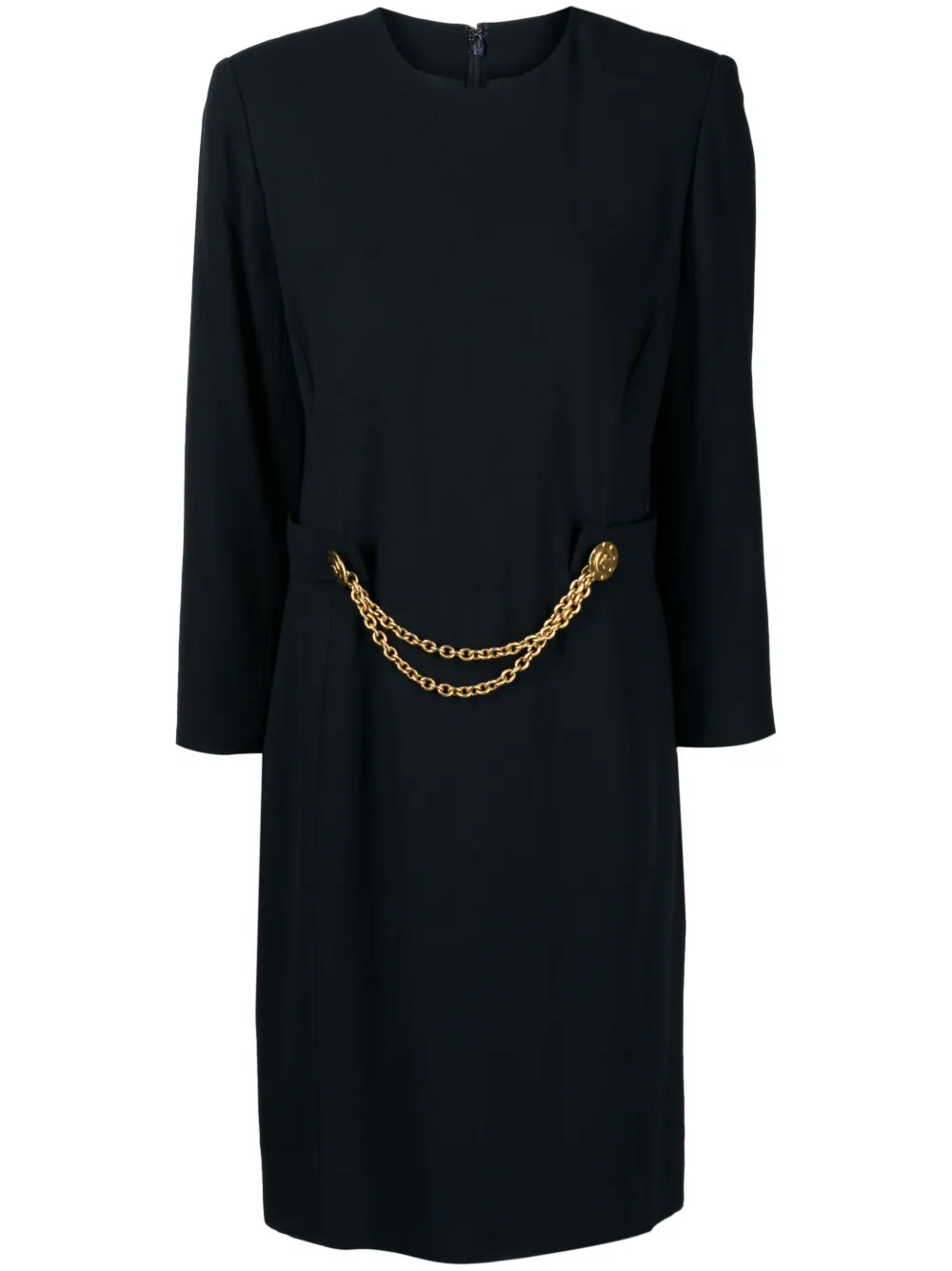 Celine Femme Céline Robe Ceinturée à Manches Longues (années 1990-2000) 3 Celine Femme Céline Robe Ceinturée à Manches Longues (années 1990-2000)