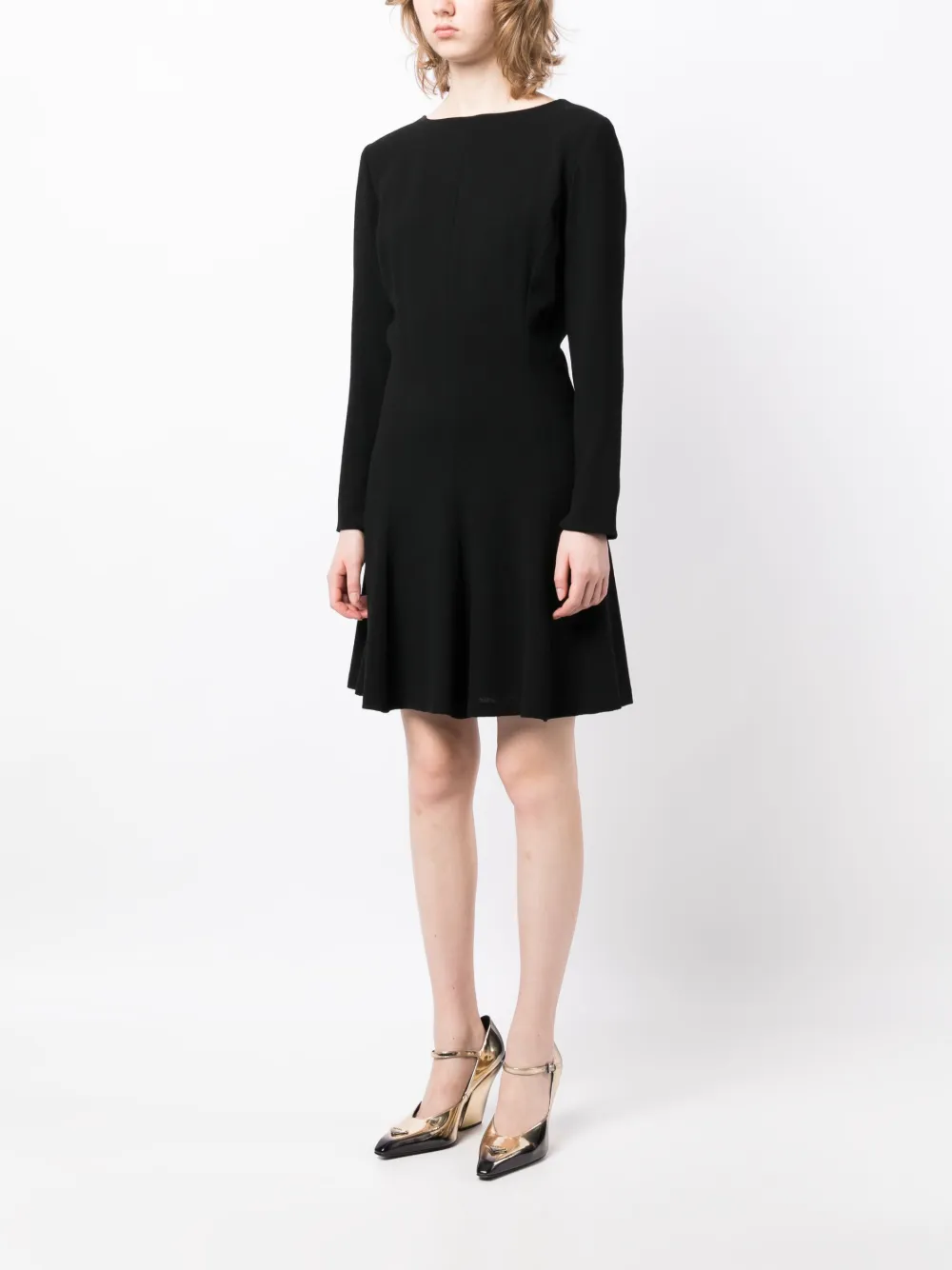 Celine Femme Céline Robe Courte évasée à Manches Longues (années 1990-2000) 5 Celine Femme Céline Robe Courte évasée à Manches Longues (années 1990-2000) – Image 3