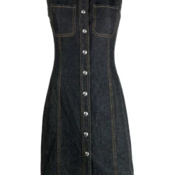 Femme CHANEL Robe En Jean 1997 à Boutons Logo