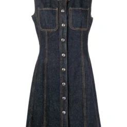 Femme CHANEL Robe En Jean à Coutures Contrastantes (1997)