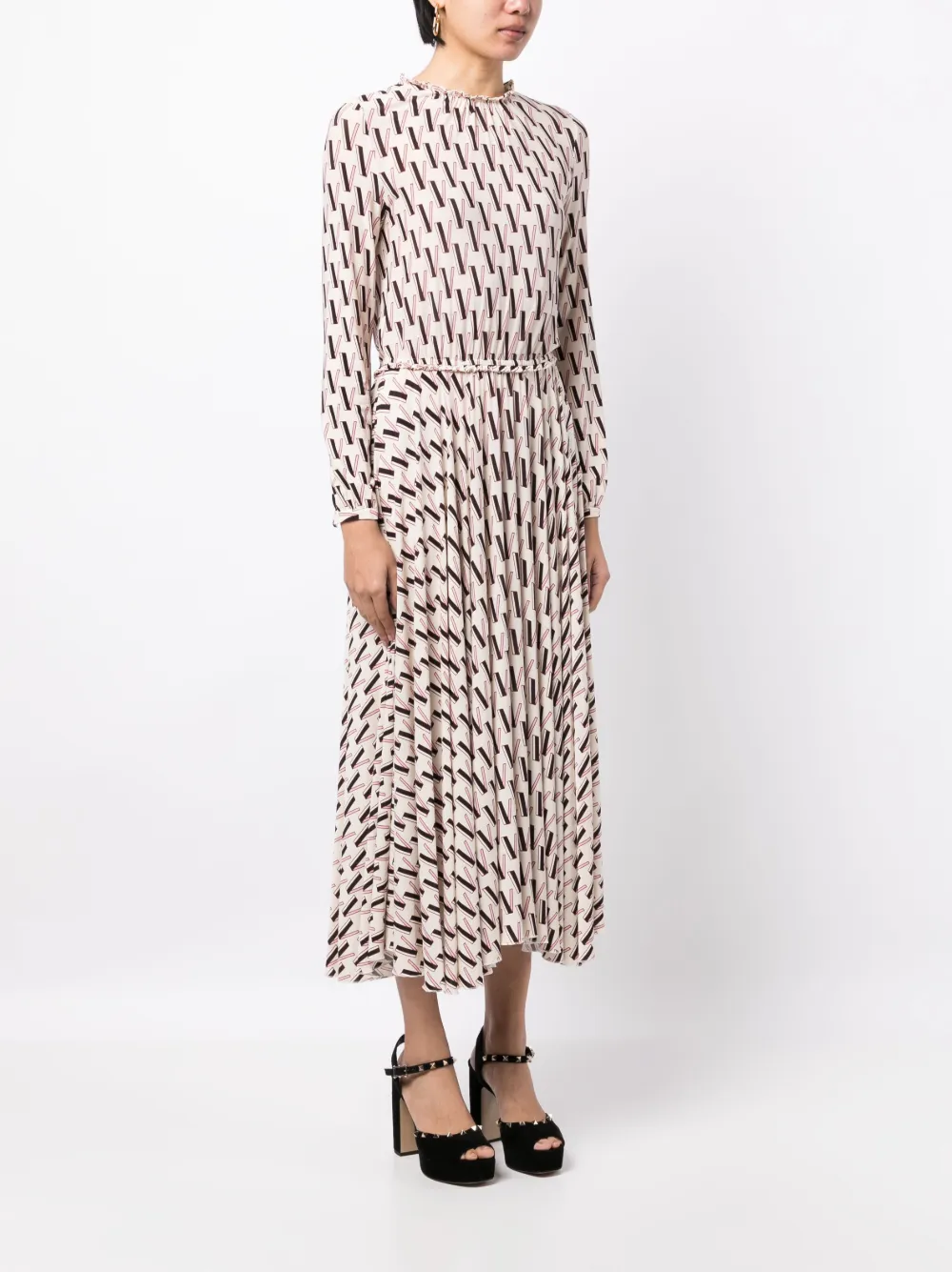 Femme Valentino Garavani Robe Mi-longue à Imprimé Monogrammé (années 2010) 5 Femme Valentino Garavani Robe Mi-longue à Imprimé Monogrammé (années 2010) – Image 3