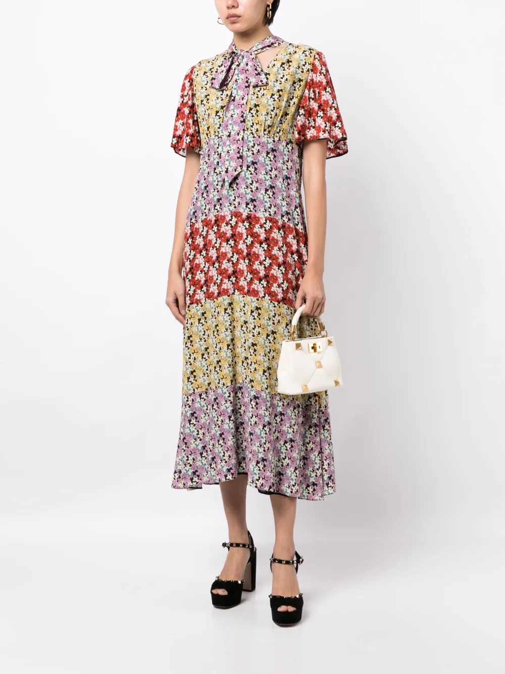 Femme Valentino Garavani Robe Mi-longue En Soie à Fleurs (années 2010) 4 Femme Valentino Garavani Robe Mi-longue En Soie à Fleurs (années 2010) – Image 2