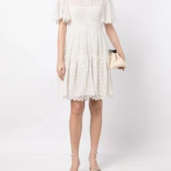 Femme Christian Dior Robe En Dentelle à Manches Courtes Pre-owned -Promos Féerie Jupe Boutique 20809949 50790569 1000